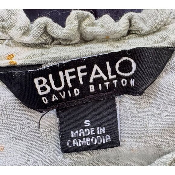 Buffalo David Bitton Sage Green Floral Cap Sleeve Top S 100% Viscose - Picture 5 of 6